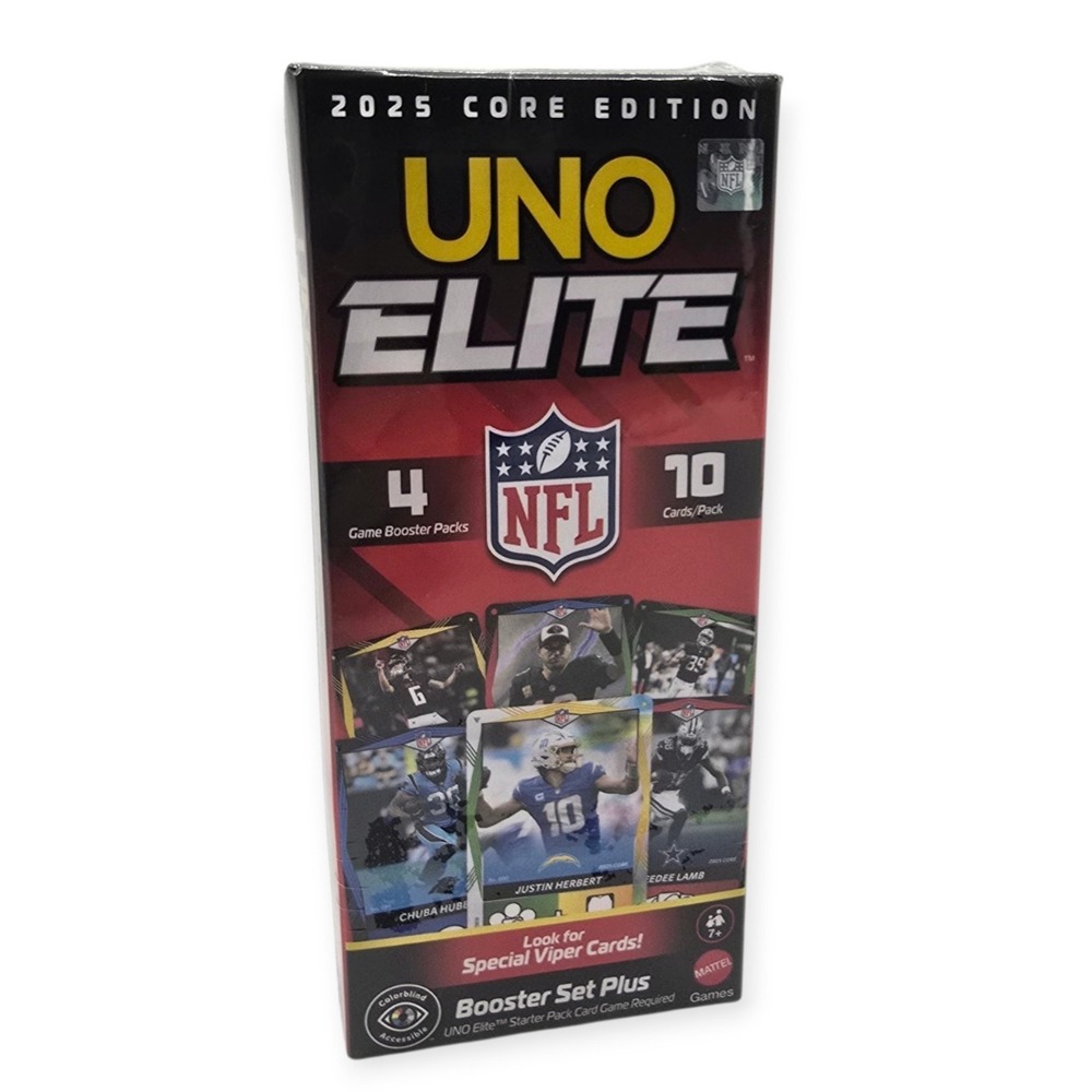 UNO NFL 2025 Booster Pack Core Edition 40 Extra‎ Cards Expansion Set Mattel